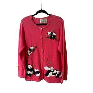 Quacker Factory Panda cardigan sweater L/XL